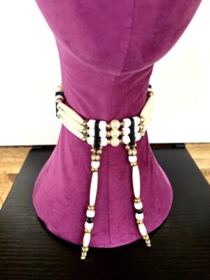 White Pearl Gold Tassels Choker
