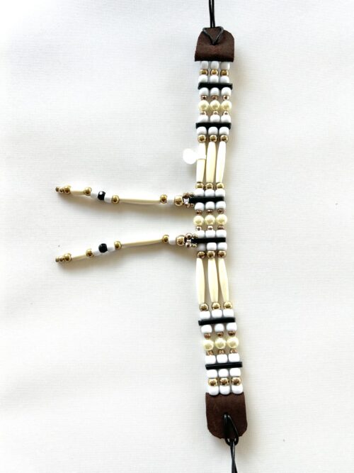 White Pearl Gold Tassels Choker - Image 3