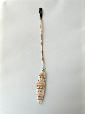 White Pink Whisper with Gold Cube Beads and Painted Feather Hair Clip