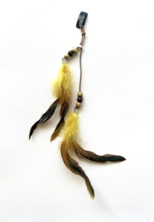 Yellow Feather Beaded Hair Clip