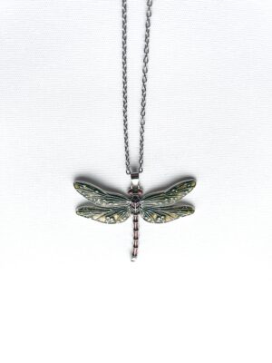 Yellow Flat 2 Wing Dragonfly Necklace