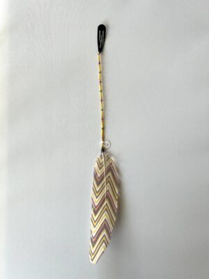 Yellow Orange Gold Bead with Painted Feather Hair Clip