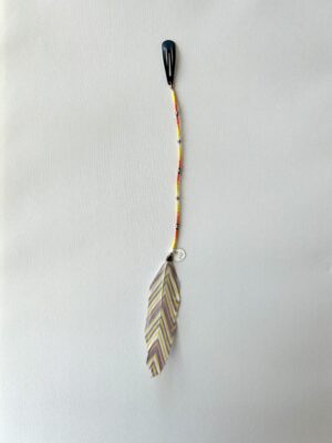 Yellow Orange Whisper with Gold Beads and Painted Feather Hair Clip