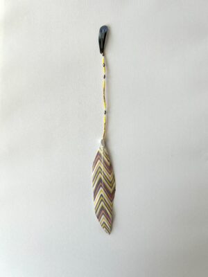 Yellow Whisper with Gold Twist Tube Beads and Painted Feather Hair Clip