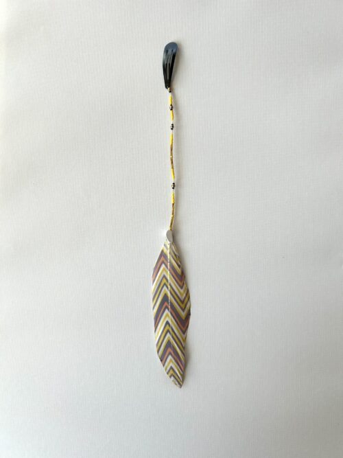Yellow Whisper with Gold Twist Tube Beads and Painted Feather Hair Clip