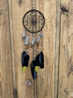 Gold Bead Gold Tipped Feather Dreamcatcher