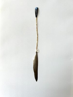 Gold Tube Beads with Gold Beads and Natural Feather Hair Clip