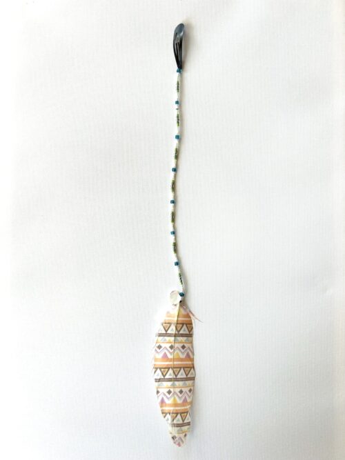 Green Whisper with Green Cube Beads and Painted Feather Hair Clip