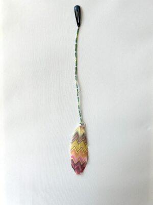 Green Whisper with Silver Beads and Painted Feather Hair Clip