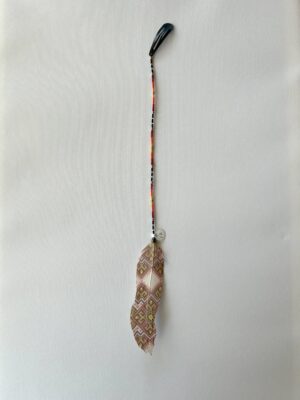 Orange Whisper with 3 Black Tube Beads and Painted Feather Hair Clip