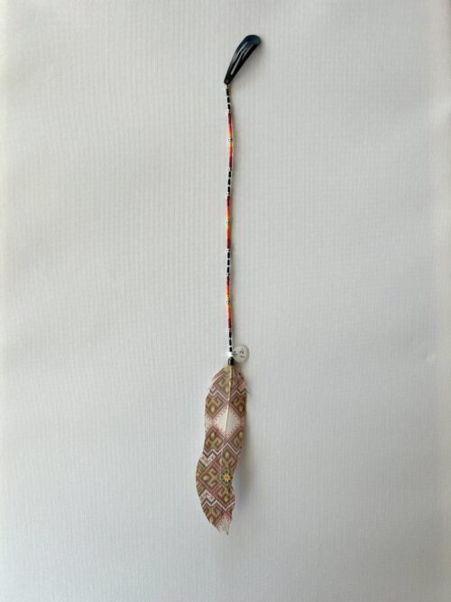 Orange Whisper with 3 Black Tube Beads and Painted Feather Hair Clip