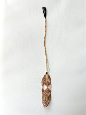 Orange Yellow Whisper with Gold Twist Tube Beads and Painted Feather Hair Clip