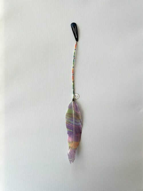 Orange and Green Whisper with Painted Feather Hair Clip