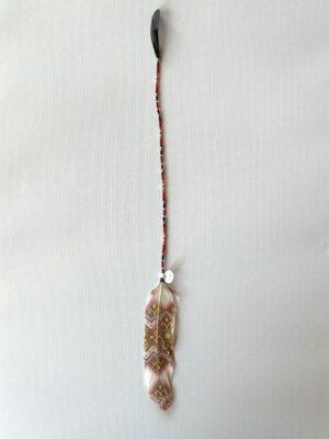 Red Whisper with Black Red Tube Beads and Gold Beads with Painted Feather Hair Clip