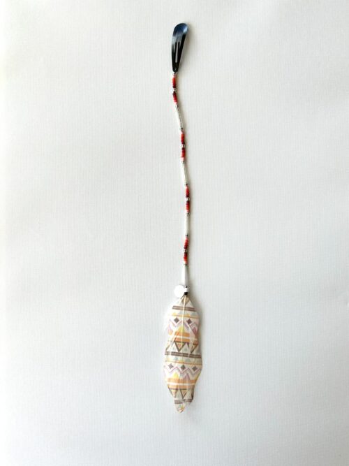 Red Whisper with Silver Tube Beads and Painted Feather Hair Clip