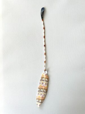 White Chain with Orange Cube Breaks and Painted Feather Hair Clip