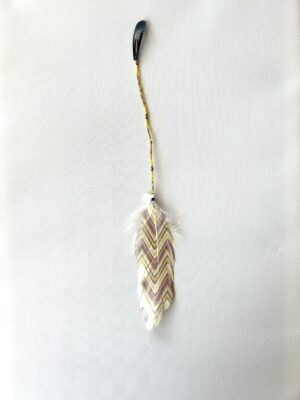 Yellow Black Whisper with Gold Tube Beads and Painted Feather Hair Clip