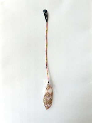 Yellow Red Orange Whisper with Gold Beads and Painted Feather Hair Clip