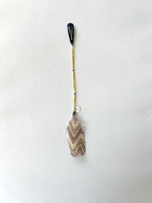 Yellow Whisper with Gold Tube Beads and Painted Feather Hair Clip