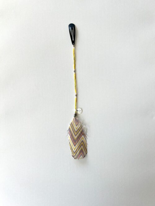 Yellow Whisper with Gold Tube Beads and Painted Feather Hair Clip