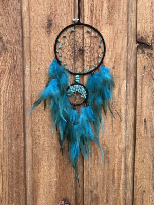 Black and Turquoise Tree of Life Dreamcatcher