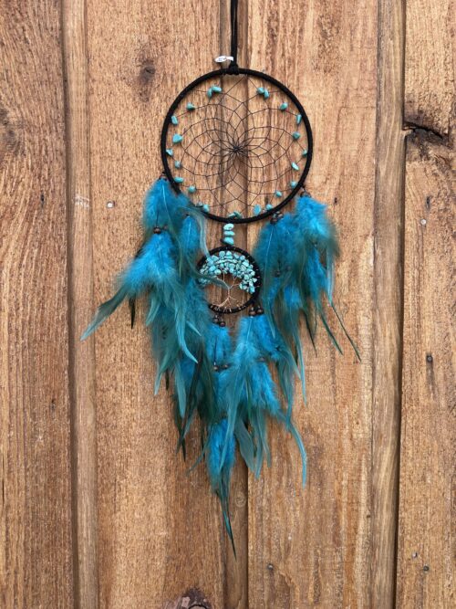 Black and Turquoise Tree of Life Dreamcatcher