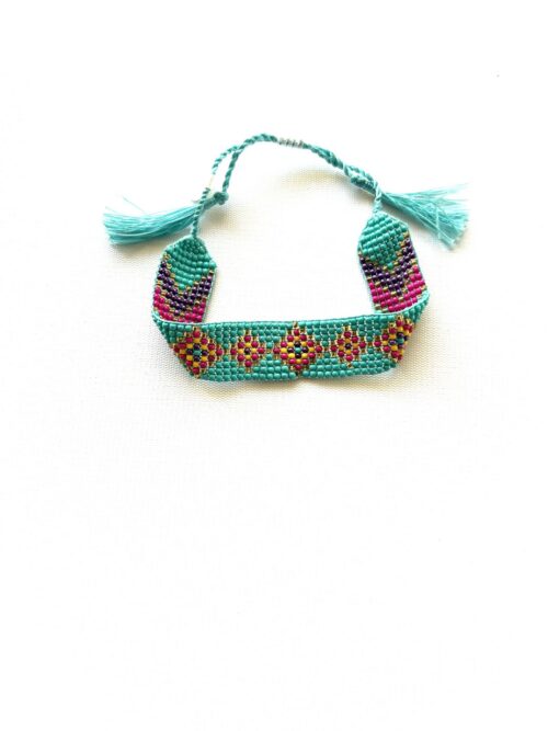 Blue Pink Diamond Gold Purple Chevron Slip Tie Bracelet