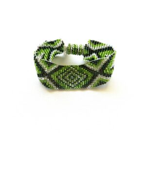 Green Silver Chevron Magnet Clasp Bracelet