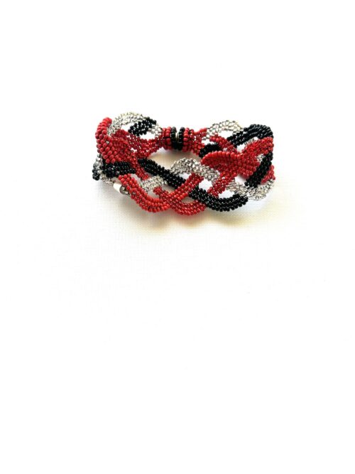 Red Silver Black Magnet Clasp Braided Bracelet