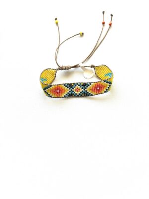 Yellow Orange Diamond Black Navy Chevron Slip Tie Bracelet