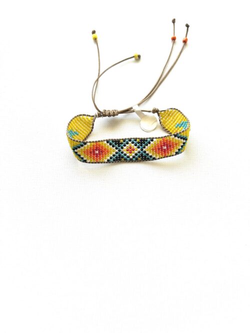 Yellow Orange Diamond Black Navy Chevron Slip Tie Bracelet